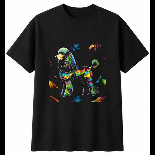 Colourful standard poodle with - standard,