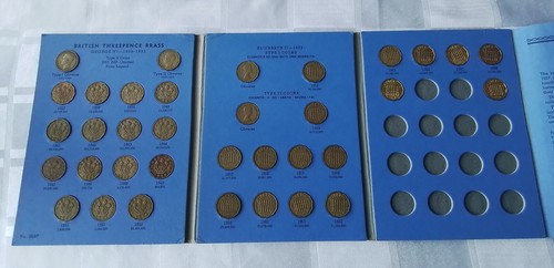 Brass threepence coins - brass, full