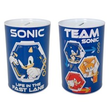 Sonic Kids Money Piggy Bank Coin Saving Cash Sealed Tin Metal Box Gift New