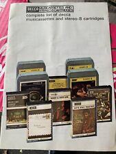 Decca Musicassettes and Stereo Cartridges Complete List of Stereo-8 FREE POSTAGE