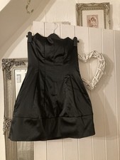 Black Satin Strapless Short Dress with net Underskirt 