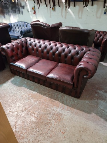 Oxblood leather chesterfield - leather,