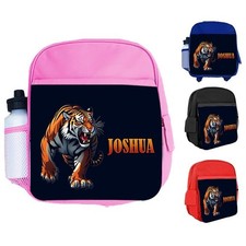Personalised Any Name Tiger Design Backpack Boys Girls kids School Bag 10