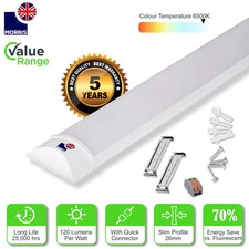 LED Batten Light Tube Light Slim Strip Light Wall/Ceiling Daylight 6500k Morris