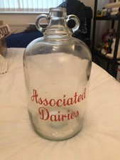 Rare vintage ASSOCIATED DAIRIES Advertising 1 Gallon large glass Dairy Demijohn