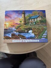 LIGHTHOUSE SUNSET 1000 pc super deluxe Jigsaw Puzzle WHITE MOUNTAIN