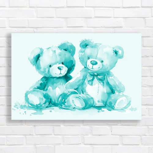 Cute teddy bears teal canvas - cute,