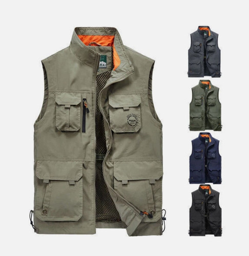 Mens multi pocket vest hunting - pocket,