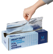 Catering Foil Sheets Box of 500 Aluminium Pre Cut 30 x 27.3cm Dispenser Box
