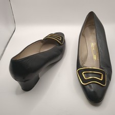 Black Italian Leather Bruno Magli Ladies Shoes Eu 36.5 Worn Soles Used Fair Old