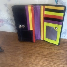 Ladies Flapover Matinee Leather Purse  14 cards, RFID, notes, coins Golunski