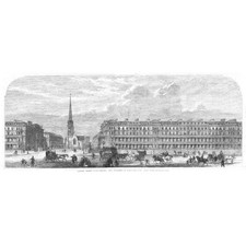 LONDON New Buildings at Lancaster Gate Hyde Park - Antique Print 1866