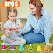 8x Rainbow Music Bells Set - Handbells Funny Music Educational Toy Xmas Gift UK