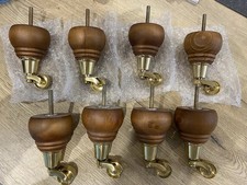 8 x Next Brown Wooden Furniture Sofa wheel Caster Feet