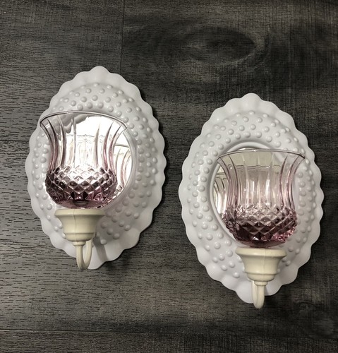 Pair vtg burwood - hobnail, wall