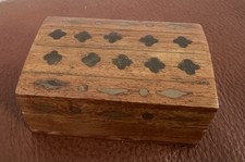 Vintage Wooden Box Brass Inlay