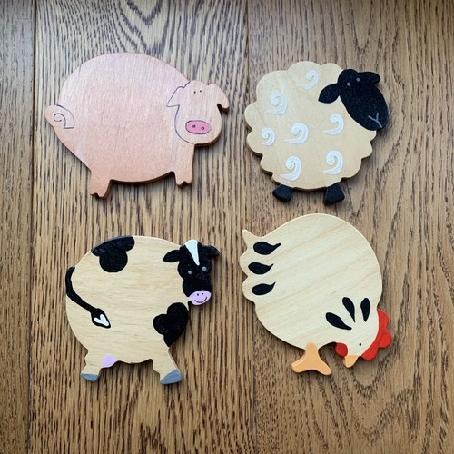 Wooden hand painted farm - painted,