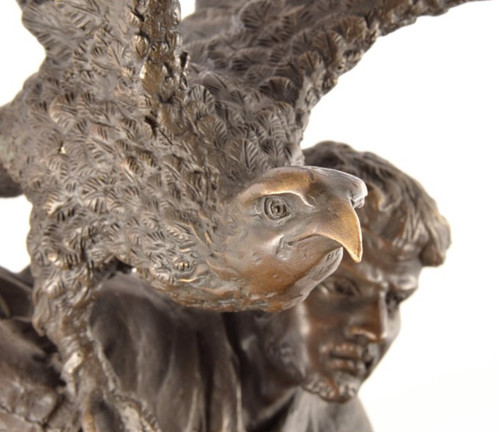 Bronze horseback statue - bronze, eagle