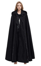 Unisex Hooded Cloak Robe Costume Fancy Dress Black - (FD86)