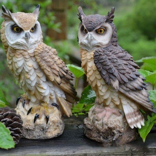 Resin owl statue - resin,