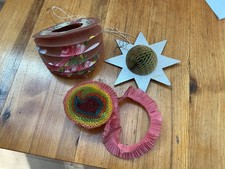 Vintage Christmas Decorations,Honeycomb Star,Paper Lantern & Crèpe Paper Garland