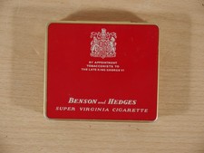 Vintage Benson and Hedges Super Virginia Cigarette Empty Tin Box Inside Papers