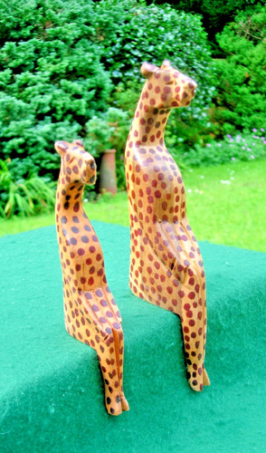 Carved wood leopard mother - leopard, &