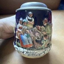 Win Vintage German beer stein with a pewter lid  2737