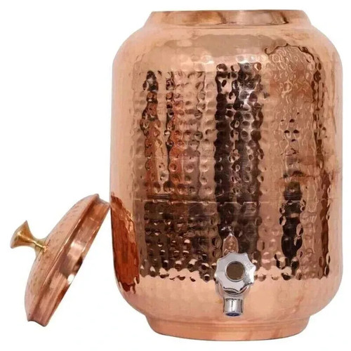 Hammered copper water matka - water,