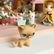 Littlest Pet Shop Authentic Light Brown Flocked Fuzzy Shorthair Cat #318