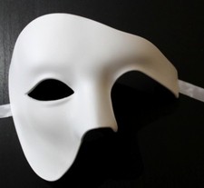 TOP QUALITY WHITE HALF FACE PHANTOM Venetian Masquerade Party Theatrical Mask 