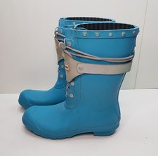HUNTER FESTIVAL 2009 4UK EU37 WOMENS BLUE MID CALF LACE UP WELLINGTON RAIN BOOTS