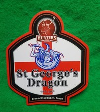hunter's brewery pumpclip st george's dragon flag theme devon pumpclips