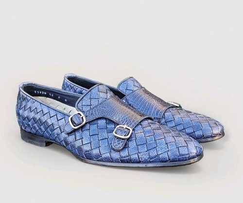 Santoni blue woven - santoni, monk