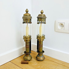 Pair of GWR Brass Railway Carriage Wall Lamps – UK, Early 20th Century
