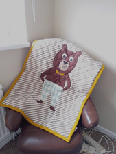 Ferm Living Danish-Quilted Bear Cot Blanket 70x100cm 100% Cotton Brown Multi