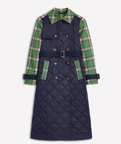 Boden quilted tartan trench - tartan,