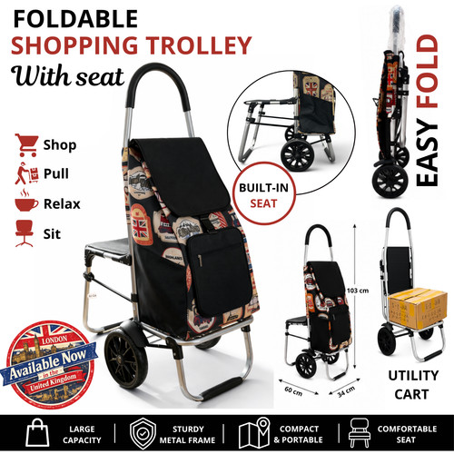 Foldable shopping trolley with - shopping,