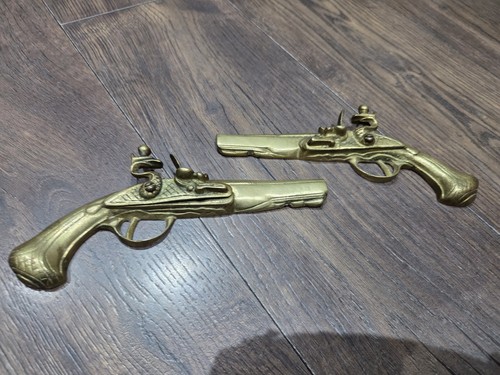Pair vintage brass wall - pair,