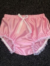 Adult Baby Sissy pink satin and lace panties/diaper new  32-46"