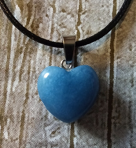 Blue heart necklace polished - blue,