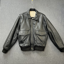 Vintage Military style Leather flying jacket size Medium bomber aviator brown