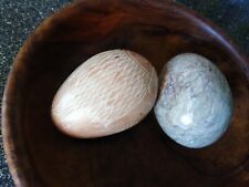 Set Of 2 Marble Eggs 3" Brown Etched Fish Design