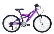 Dallingridge Chic MTB Girls Full Sus Mountain Bike 24" Wheel 6 Speed Purple