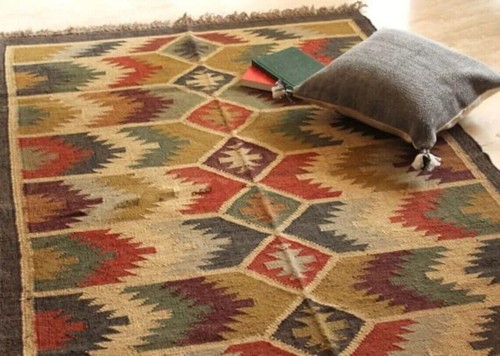 Ethnic kilim wool jute rug - ethnic,