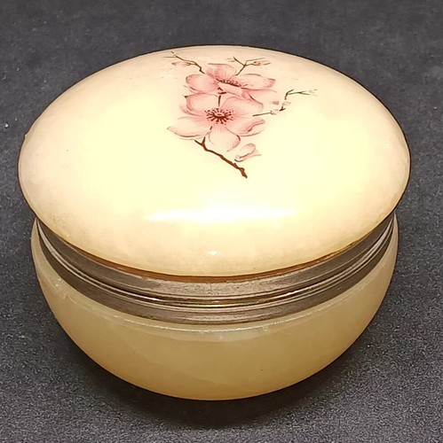 Alabaster trinket box floral - box,