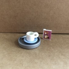 Playmobil Cup Saucer Menu & Tray, Shop Cafe Parlour City Restaurant Spares 05