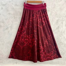 NEW - MADDIE STUDIO DEE Burgundy Red 100% Cotton Paisley Boho Soft Maxi Skirt M
