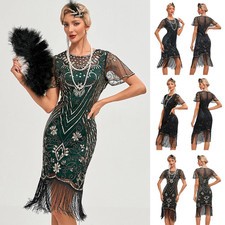 1920's Sequins Fringed Evening Party Great Gatsby Ladies Flapper Dress PLUS SIZE