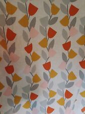 Huge Mustard Grey Rust Floral Curtains Light Back 92" Drop 132"Width Scandi MCM